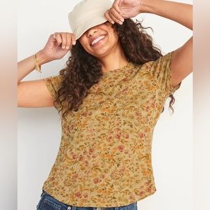 Old Navy Everywear Floral-Print Crew-Neck T-Shirt in brown floral